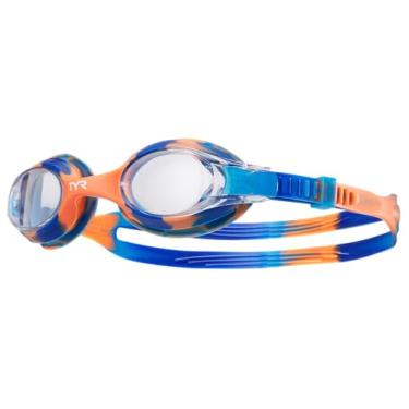 Imagem de Óculos de Natação Infantil TYR Swiples Tie Dye Azul/Laranja Lente Transparente