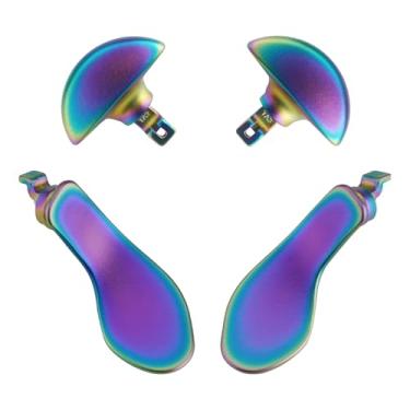 Imagem de eXtremeRate Pás Traseiras Para Controle Ps5 Edge, 4 Peças De Botões Metal Intercambiáveis Substituição Personalizados Em Arco-Íris Metálico Azul E Roxo - Sem