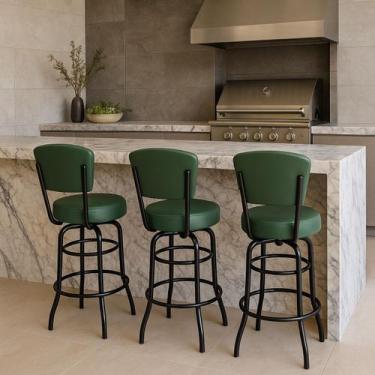 Imagem de Kit 3 Banquetas Alta Bar Giratória com Encosto cor Preta Assento gross