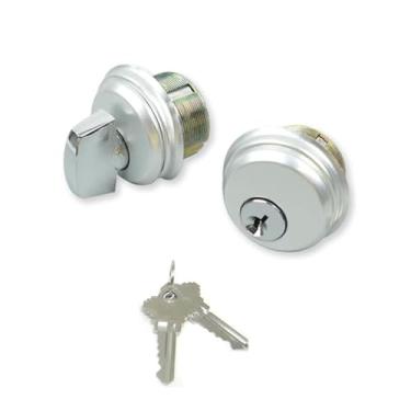 Imagem de Fechadura de porta de loja, combinação de fechadura giratória e cilindro, fechadura de porta comercial com chaves e giro de polegar, peças de reposição cilindro de encaixe com chave SC, prata