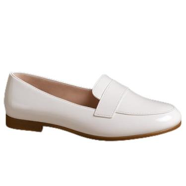 Imagem de Sapato Mocassim Feminino Infantil Juvenil Social Envernizado Feito à Mão (Branco, BR, Criança de 4 a 8 anos, Numérico, 28)