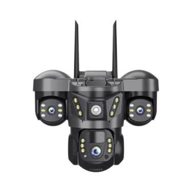 Imagem de Câmera IP Solar Externa 15MP 3 Lentes 4G Cartão SIM Visão Noturna PIR 
