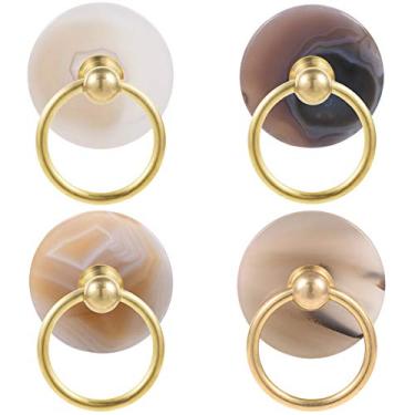 Imagem de Mocassim para armário Mookaitedecor 4 peças com puxador de puxador de argola com argolas de gaveta para armários decorativos, Natural Colors