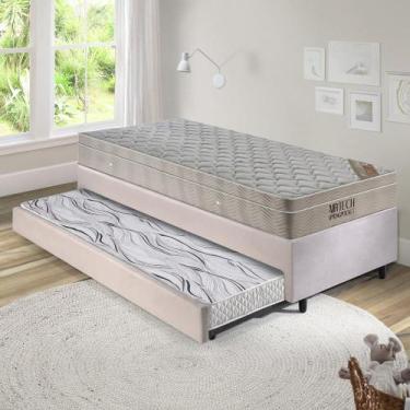 Imagem de Bicama Box 88x188 Suede Bege com Colchão Airtech Ortobom - B&G