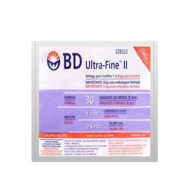 Imagem de Seringa Para Insulina BD Ultra Fine 30UI Agulha 8mm Curta 10 Unidades