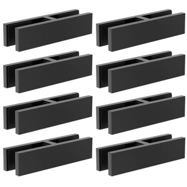 Imagem de Gyykzz Pacote com 8 braçadeiras de vidro preto fosco para vidro, aço inoxidável dupla face de 180 graus T304 suporte de clipe de vidro com juntas de borracha para balaustrada costeira interna e