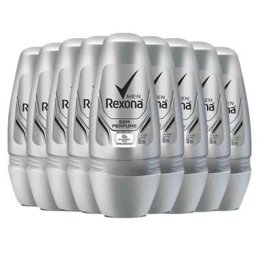 Imagem de Kit Desodorante Roll On Rexona Men Sem Perfume 50ml - 9 Unidades