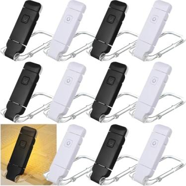 Imagem de Retisee Pacote com 12 lâmpadas recarregáveis por USB para leitura na cama com clipe dobrável de LED, 3 cores âmbares e 2 lâmpadas de marcador portátil de longa duração reguláveis para amantes de