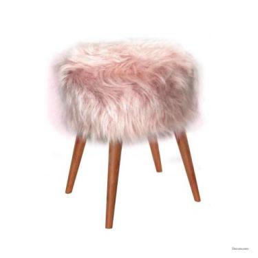 Imagem de Puff Para Sala Hall De Entrada Penteadeira Pelúcia Rosê - Decore.Com, 