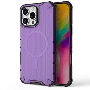 Imagem de DMaos Capa para iPhone 16, design de armadura leve, compatível com MagSafe, proteção à prova de choque para iPhone16 2024 de 6,1 polegadas - roxo fosco