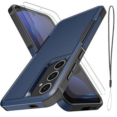 Imagem de YmhxcY Para Galaxy S24 FE [proteção contra quedas de grau militar de 3,5 metros] [antiderrapante] [2 peças de protetor de tela HD de vidro] Capa resistente à prova de choque para Galaxy S24 FE de 6,7