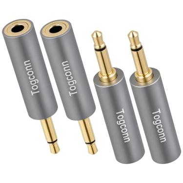 Imagem de Adaptador de áudio mono para estéreo de 3,5 mm, pacote com 4, plugue TS mono (macho) de 1/20.3 cm para conector TRS estéreo (fêmea) conector conversor de acessórios de fone de ouvido plugues banhados