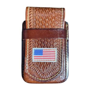 Imagem de Capa de celular, Bainha de couro legitimo estampas country (Bandeira EUA)