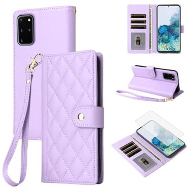 Imagem de Furiet Capa carteira para Samsung Galaxy S20 Plus S20+ 5G com protetor de tela de vidro temperado, alça de pulso destacável, couro luxuoso, compartimento para cartão, capa para celular para S20+5G