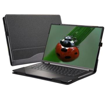 Imagem de XJchen Capa para laptop compatível com HP Elitebook 640 840 845 1040 G9 G10 G11 ProBook 440 445 35.6 cm G11 ZBook Firefly 14 G9 Capa protetora de pele PU bolsa de couro (cinza escuro)