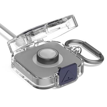 Imagem de Wacanc Capa de plástico com trava segura compatível com carregador Oura Ring Gen 4, capa protetora portátil para carregador Oura Ring Gen 4 com mosquetão, apenas capa protetora (gunmetal)