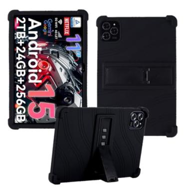 Imagem de HminSen Capa para tablet TABWEE T90 de 28 cm, capa ajustável de silicone macio para crianças para tablets TABWEE W90 (preto)