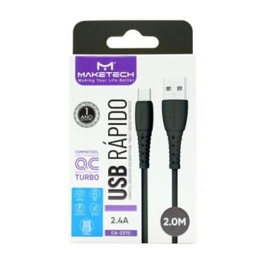 Imagem de Cabo USB Tipo C Maketech CA 227C Preto 2,4A 2 Metros
