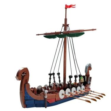 Imagem de Blocos De Construção De Navio Viking Medieval 468 Peças Brinquedo Educ