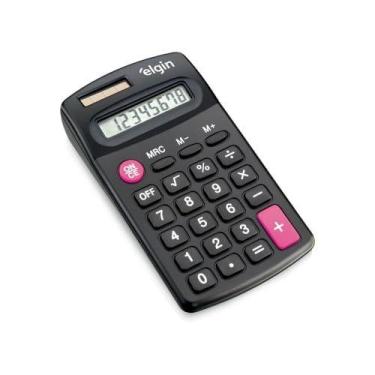 Imagem de Calculadora De Bolso 8 Dig. Solar/Pilha Aa Preta - ELGIN