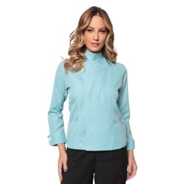Imagem de Dolma Chef Feminina com Zíper Azul Claro Camila - Gardenia Jalecos, P