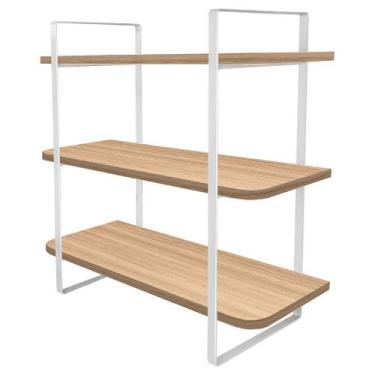 Imagem de Prateleira Tripla Hone 60x25cm Modelo Industrial Branco Jade - Loja da