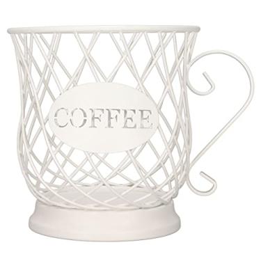 Imagem de Ymiko Porta de Cafeteira, Portador de Páutismo de café de Ferro, Cesta de café de Cesta de de Grande Capacidade de Cápsula de para de Escritório Em Casa (Branco)