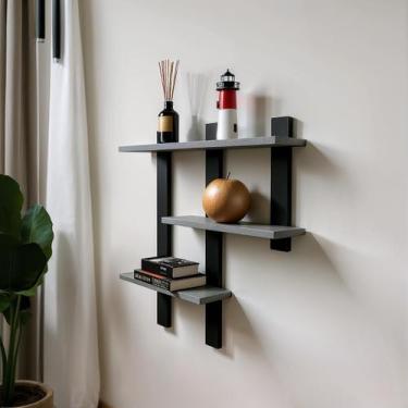 Imagem de Prateleira H 100% MDF suspensa pratileira decorativa decoração nicho -