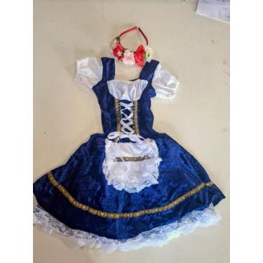 Imagem de Vestido infantil alemã Oktoberfest azul veludo - Princesa Urbana, 3/4