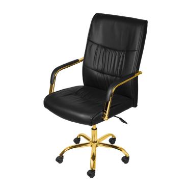 Imagem de Cadeira Estocolmo Giratória - Preta | Dourado Brilho