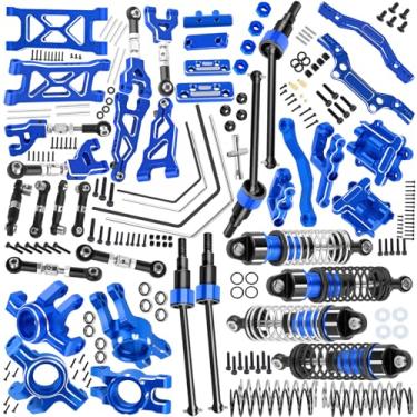 Imagem de hopsupRC Upgrade Parts for 1/16 Mojave GROM 223S DSC 4X4 RTR,RC Shock& Arms&Drive Shaft CVD&Steering Knuckle Kit&Shock Tower&Adjustable Links&Steering Block&RC Gearbox&Sway Bar Kit,Navy Blue