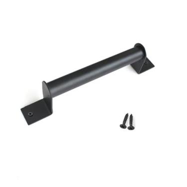 Imagem de Maçaneta de porta de celeiro simples, maçaneta rústica para porta de correr, ferragem, aço carbono preto, puxador de por