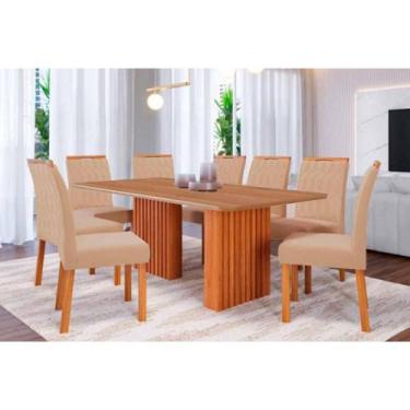 Imagem de Sala de Jantar Completa Ester Tampo Madeirado 210x100cm e 8 Cadeiras P