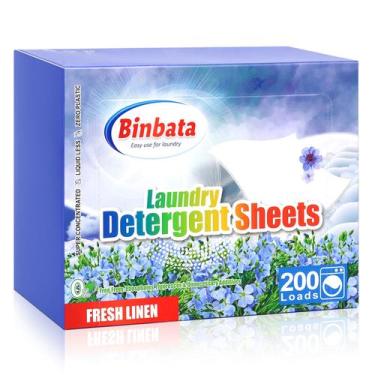 Imagem de Lençóis de detergente para roupa Binbata 200 Loads Fresh Linen Scent