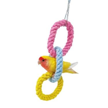 Imagem de Brinquedos coloridos de pássaros para gaiola, brinquedos de corda de escalada para papagaios, calopsitas, periquitos, periquitos, planadores de açúcar, chinchilas, ratos, poleiro de pássaro pendurado
