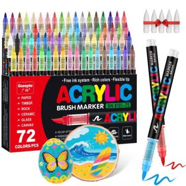 Imagem de Marcadores de tinta acrílica Guangna Brush Tip 72 cores 1-6 mm