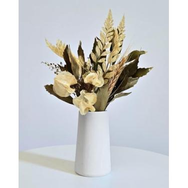 Imagem de Arranjo De Flores Secas Decorativo Vaso Garrafa Lisa