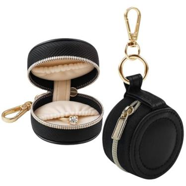 Imagem de YKSAY Porta-chaves portátil para academia e viagens, suporte de joias para bolsa esportiva, estojo compacto de armazenamento de brincos e colar (preto)