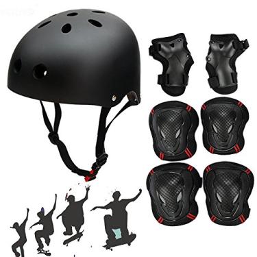 Imagem de Besmall Capacete e almofadas de skate para crianças de 8 a 14 anos, conjunto de equipamentos de proteção para crianças de 8 a 14 anos, joelheiras, cotoveleiras