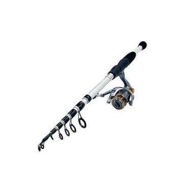 Imagem de Vara de Pesca de Viagem Combo de vara pescar com isca telescópica 1,8-2,4 m e carretel alta velocidade relação engrenagem 5,2:1(White rod with reel,1.6m)