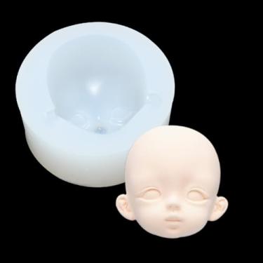 Imagem de Molde de silicone para rosto de boneca, rosto humano, molde de silicone 3D, cabeça de boneca, molde de argila de polímero em miniatura para boneca BJD DIY (estilo B)