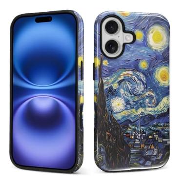 Imagem de Kapadiy Capa para iPhone 17, design de lua estrelada com proteção dupla híbrida de silicone rígido PC à prova de choque, capa protetora fina antiarranhões