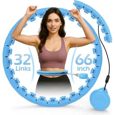 Imagem de JLoibao círculo de hula ponderado com 32 elos (66 polegadas), bola de peso doce, para perda de peso de adultos, aro de fitness infinito plus size, para equipamentos de exercícios inteligente