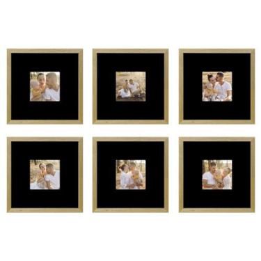 Imagem de Kit 6 Quadros Porta Retrato Foto 10x10 Paspatur Preto 20x20 - SHD Sole