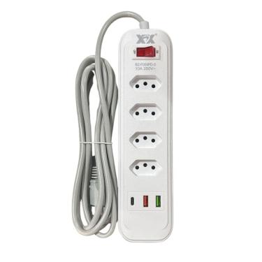 Imagem de Extensão Com 4 Tomadas + 2 Usb + 1 Tipo C 10A 3 Metros