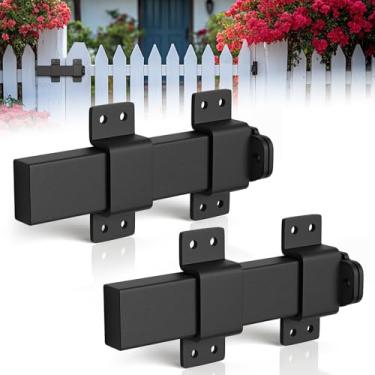Imagem de Trava de portão deslizante, trava de porta com orifício de cadeado, trava ajustável, adequada para cercas de madeira, porta de celeiro, portão de cerca, pátio, fechadura de galpão, armário, casa de