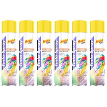 Imagem de Kit 6 Tinta Aerossol Spray Amarelo Uso Geral 400ml/240g Mundial Prime