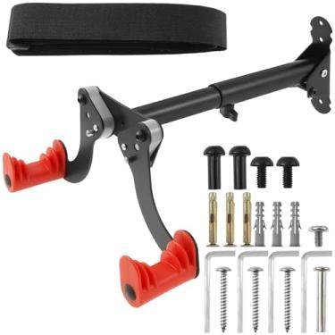 Imagem de Suporte de parede de metal para bicicleta, gancho de bicicleta com forte capacidade de carga, estacionamento dobrável para mountain bike, rack retrátil para garagem