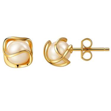 Imagem de Brinco Pérola Folheado a Ouro 18K 6mm - Papillon Semi Jóias