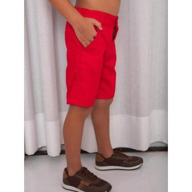 Imagem de Bermuda de Sarja Infantil - NoBrand, Vermelho, 3